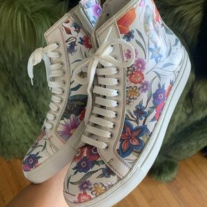 Italian leather floral sneakers